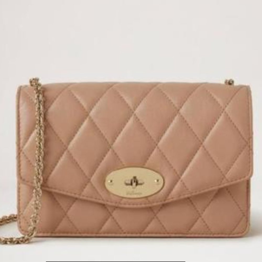 Mulberry - Small Darley crossbody - Quilted Shiny Calf - Color: Light Salmon